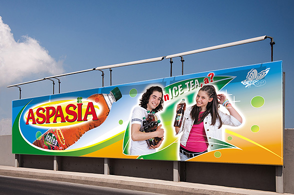 Design concept advertising billboard ice tea Aspasia