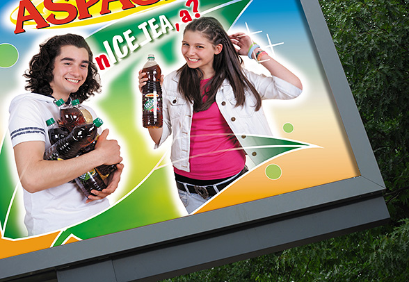 Design concept advertising billboard ice tea Aspasia