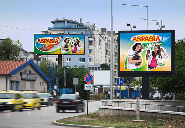 Design concept advertising billboard ice tea Aspasia
