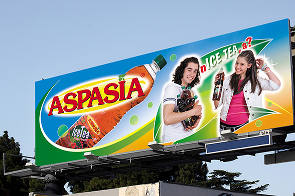 Design concept advertising billboard ice tea Aspasia