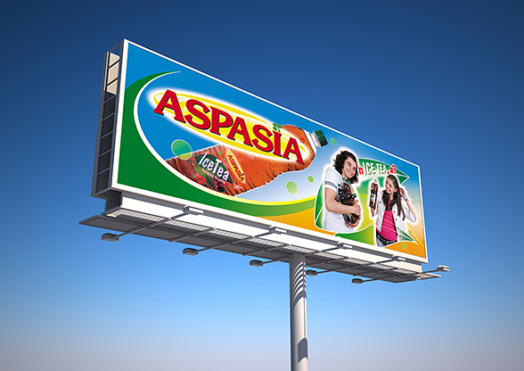 Design concept advertising billboard ice tea Aspasia
