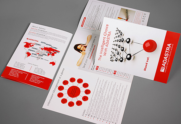 Graphic design, prepress and printing of a 3-fold company brochure - 2014.