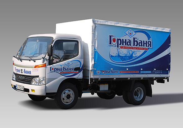 Graphic design and prepress of advertising stickers for Mudan and Fiat Ducato car fleets, Gorna Bania