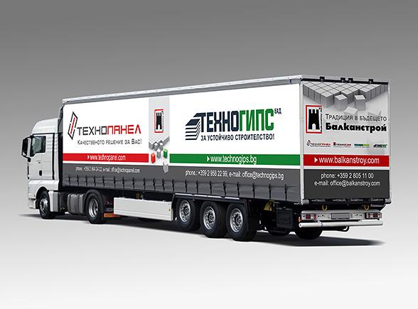 Graphic design concept of advertising covers for trucks, Technopanel