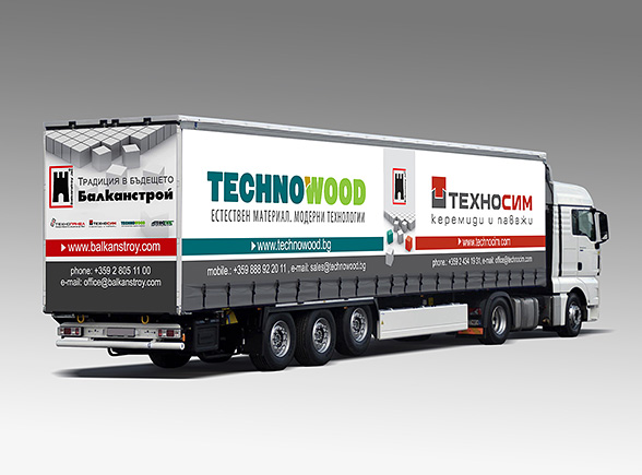 Graphic design concept of advertising covers for trucks, Technopanel
