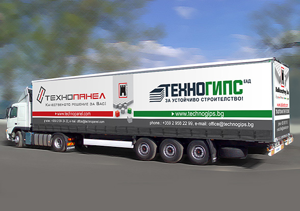 Graphic design concept of advertising covers for trucks, Technopanel