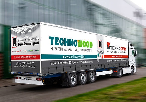 Graphic design concept of advertising covers for trucks, Technopanel