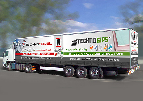 Graphic design concept of advertising covers for trucks, Technopanel