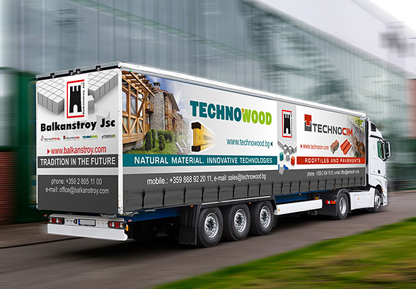 Graphic design concept of advertising covers for trucks, Technopanel