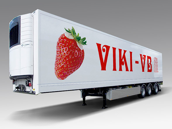 Graphic design and prepress of advertising stickers for a truck fleet with refrigerator containers, Viki-VB