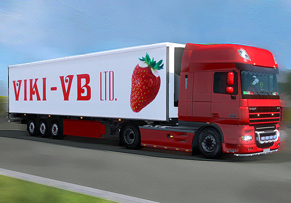 Graphic design and prepress of advertising stickers for a truck fleet with refrigerator containers, Viki-VB