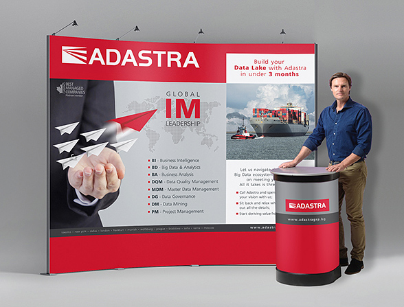 Graphic design and prepress of �n advertising wall for an exposition stand - Adastra Bulgaria