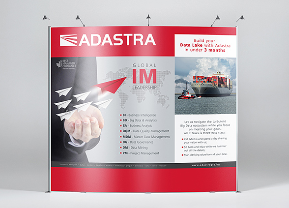 Graphic design and prepress of �n advertising wall for an exposition stand - Adastra Bulgaria