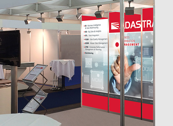 Graphic design and prepress of �n Advertising Wall for an exhibition stand, DTWA Munich.