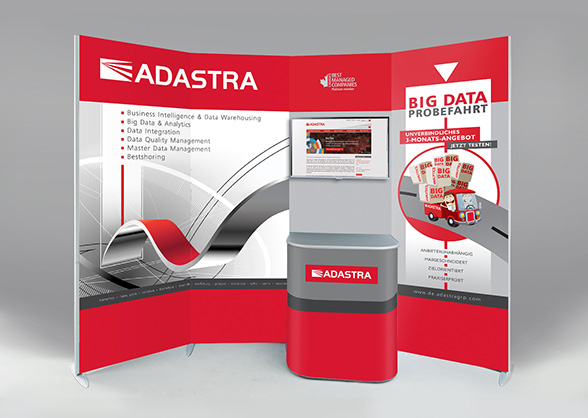 Graphic design and prepress of �n advertising wall for an exposition stand.