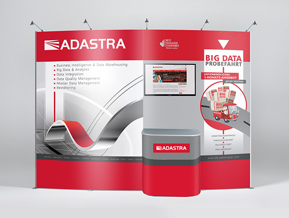 Graphic design and prepress of �n advertising wall for an exposition stand.