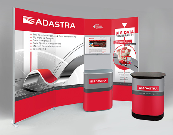 Graphic design and prepress of �n advertising wall for an exposition stand.