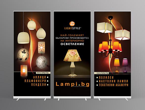 Graphic design, prepress and printing of a system of advertising banners.