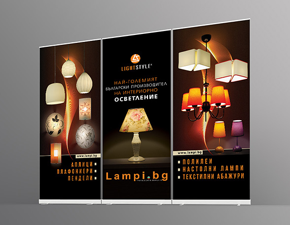 Graphic design, prepress and printing of a system of advertising banners.