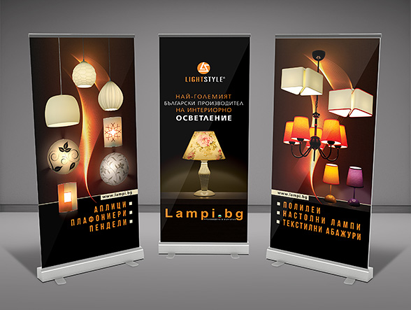 Graphic design, prepress and printing of a system of advertising banners.