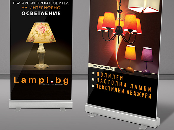 Graphic design, prepress and printing of a system of advertising banners.