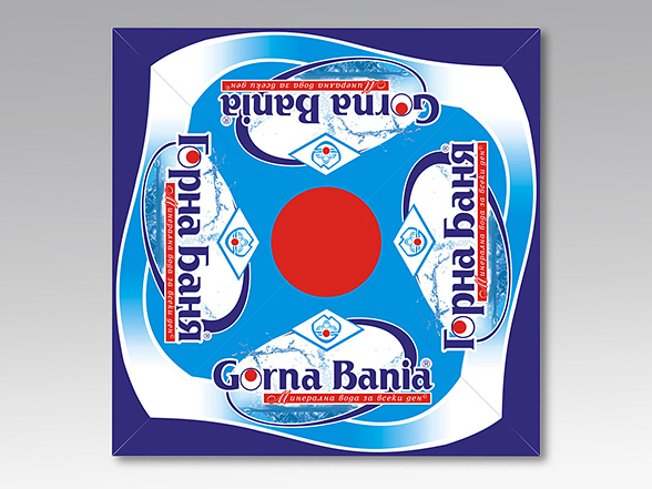 Design solutions and prepress of advertising umbrellas, Gorna Bania mineral water.