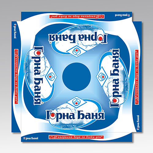 Design solutions and prepress of advertising umbrellas, Gorna Bania mineral water.