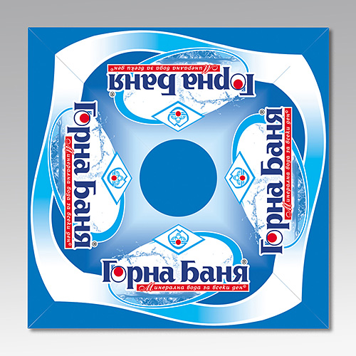 Design solutions and prepress of advertising umbrellas, Gorna Bania mineral water.