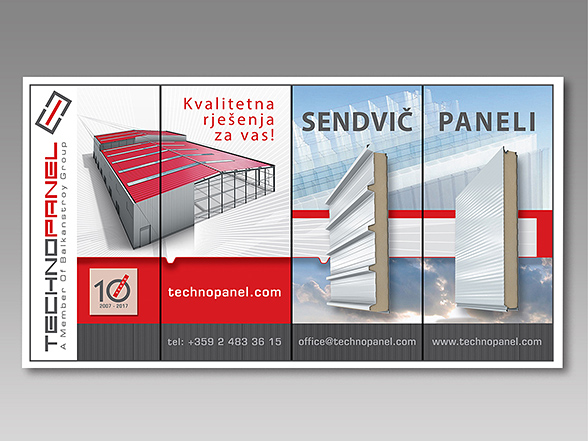 Graphic design and prepress preparation of an advertising wall with 4 sections. - Technopanel